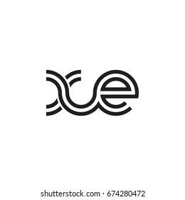 Initial letter xe, linked outline rounded lowercase, monogram black