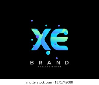 Initial letter XE logo with colorful background, letter combination logo design for creative industry, web, business and company. - Vector