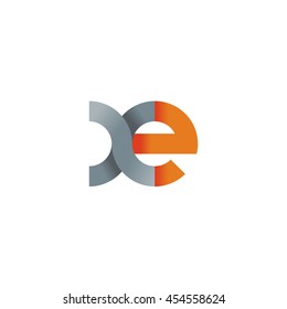 initial letter xe modern linked circle round lowercase logo orange gray
