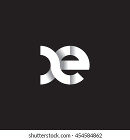 initial letter xe modern linked circle round lowercase logo white black