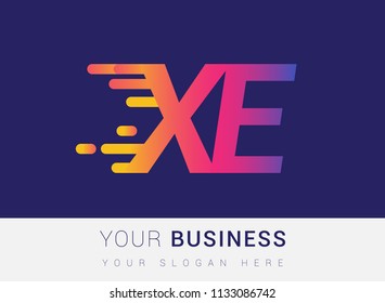 Initial Letter XE speed Logo Design template, logotype company name colored yellow, magenta and blue.for business and company identity.
