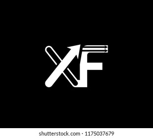 Initial Letter XF Linked Arrow Modern Monogram Shape Logotype