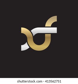 initial letter xf linked round lowercase logo gold silver black background