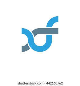 initial letter xf linked round lowercase logo blue
