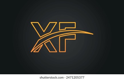 Letra inicial XF diseño del logotipo con Swoosh. Diseño creativo y moderno del logotipo de XF sobre fondo negro.