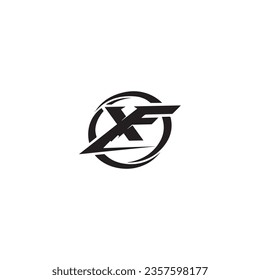 Initial letter XF logo template colored silver blue circle sphere. Rectangle Block On Letter X Logo Design FX design for business and company identity initial letters F linked circle elegant XFE logo