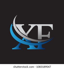 initial letter XF logotype company name colored blue and grey swoosh design. vector logo for business and company identity.