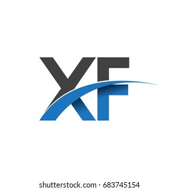initial letter XF logotype company name colored blue and grey swoosh design. vector logo for business and company identity.
