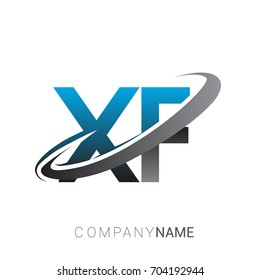 initial letter XF logotype company name colored blue and grey swoosh design. logo design for business and company identity.