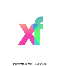 Initial Letter XF Lowercase Logo green, pink and Blue, Modern and Simple Logo Design.