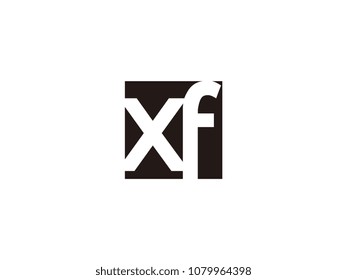 Initial letter xf lowercase logo black and white