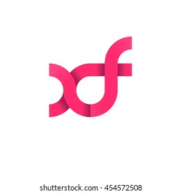 initial letter xf modern linked circle round lowercase logo pink
