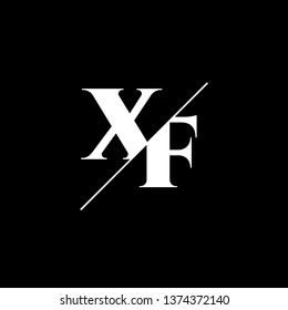 Initial Letter XF Monogram Sliced. Logo template isolated on black background