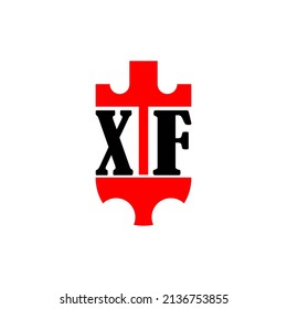 Letra inicial logotipo simple del escudo rojo XF. Mínimo y único.