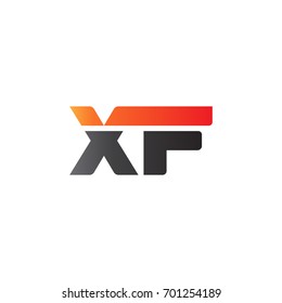 Initial letter XF, straight linked line bold logo, gradient fire red black colors