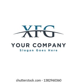 Initial letter XFG, overlapping movement swoosh horizon logo company design inspiration in blue and dark blue color vector