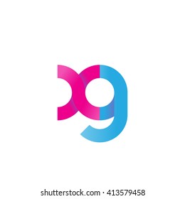 initial letter xg linked round lowercase logo pink blue purple