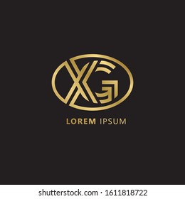 Initial Letter XG linked uppercase overlap modern gold logo vector design template. Suitable for business, consulting group company.