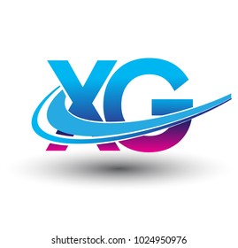 initial letter XG logotype company name colored blue and magenta swoosh design. vector logo for business and company identity.
