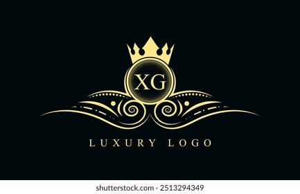 Initial letter XG luxury logo design. XG Luxurious Royal golden Logo design