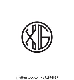 Initial letter XG, minimalist line art monogram circle logo, black color