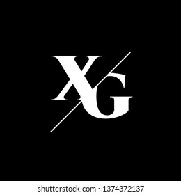 Initial Letter XG Monogram Sliced. Logo template isolated on black background