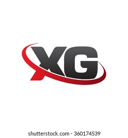 initial letter XG swoosh ring company logo red black