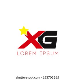 Initial letter xg yellow star logo red black