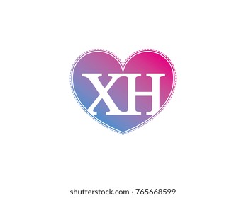 the initial letter XH in the heart symbol as a logo, sign and decoration