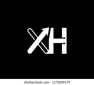 Initial Letter XH Linked Arrow Modern Monogram Shape Logotype