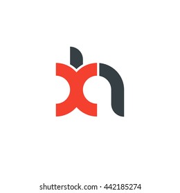 initial letter xh linked round lowercase logo red