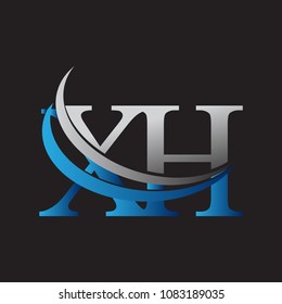 initial letter XH logotype company name colored blue and grey swoosh design. vector logo for business and company identity.