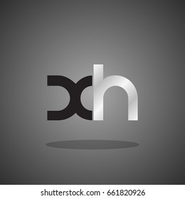 Initial letter XH lowercase logo design template silver black