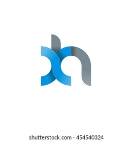 initial letter xh modern linked circle round lowercase logo blue gray
