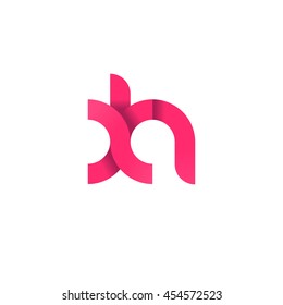 initial letter xh modern linked circle round lowercase logo pink