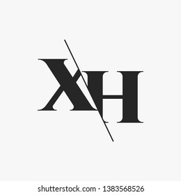 Initial Letter XH Monogram Sliced. Modern logo template isolated on gray background