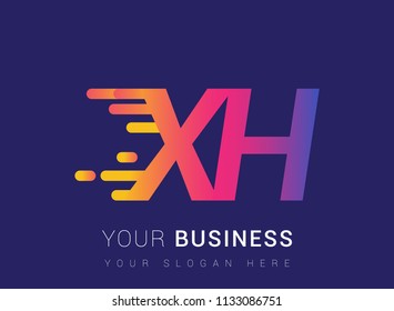 Initial Letter XH speed Logo Design template, logotype company name colored yellow, magenta and blue.for business and company identity.
