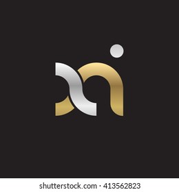 initial letter xi linked round lowercase logo gold silver black background