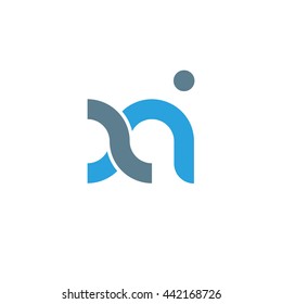 initial letter xi linked round lowercase logo blue