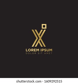 Initial Letter XI linked uppercase overlap modern gold logo vector design template. Suitable for business, consulting group company.