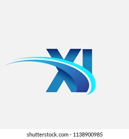 initial letter XI logotype company name colored blue and swoosh design. vector logo for business and company identity.
