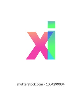 Initial Letter XI Lowercase Logo green, pink and Blue, Modern and Simple Logo Design.