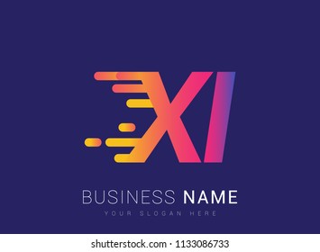 Initial Letter XI speed Logo Design template, logotype company name colored yellow, magenta and blue.for business and company identity.
