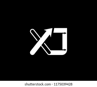Initial Letter XJ Linked Arrow Modern Monogram Shape Logotype