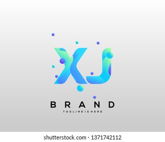 Initial letter XJ logo with colorful background, letter combination logo design for creative industry, web, business and company. - Vector