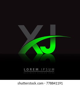initial letter XJ logotype company name colored green and black swoosh design. vector logo for business and company identity.
