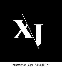 Initial Letter XJ Monogram Sliced. Modern logo template isolated on black background