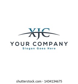 Initial letter XJC, overlapping movement swoosh horizon logo company design inspiration in blue and gray color vector