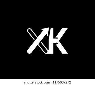 Initial Letter XK Linked Arrow Modern Monogram Shape Logotype