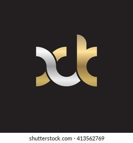 initial letter xk linked round lowercase logo gold silver black background
